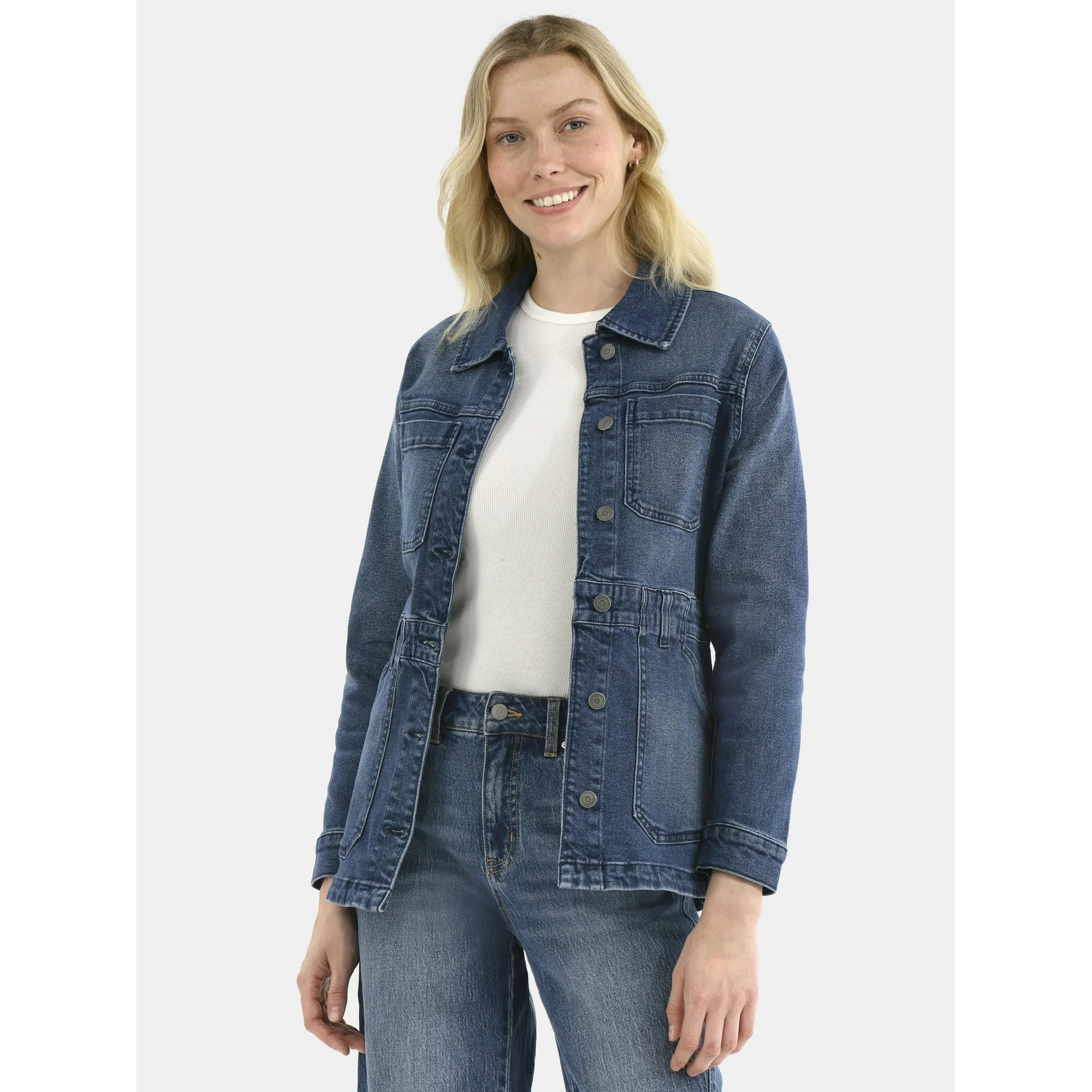 Time and Tru Women's Denim Utility Jacket, Sizes XS-XXXL | Walmart (US)