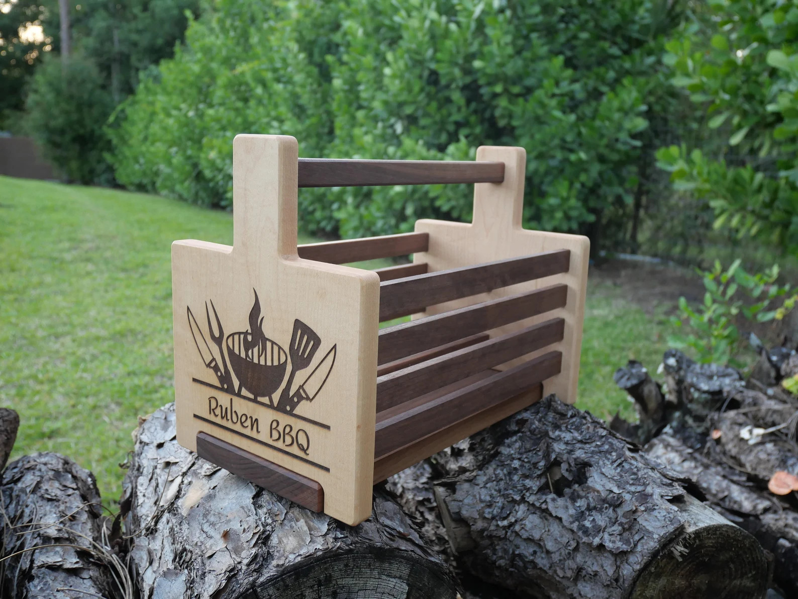 Handmade Personalized Wooden Barbecue Grill Caddy-Father's Day Gifts-Beer Caddy-Caddy with Handle... | Etsy (Global)