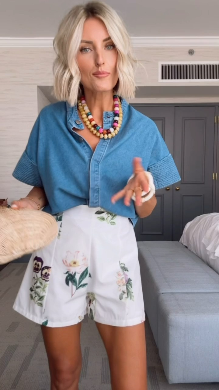 I have actually had this shirt for awhile now, and I hadn't worn it in awhile! I pulled it back out because it's such a staple! Wearing S!

Loverly Grey, Amazon, denim top, floral shorts, summer outfit, clutch, statement necklace 

 #LTKSeasonal