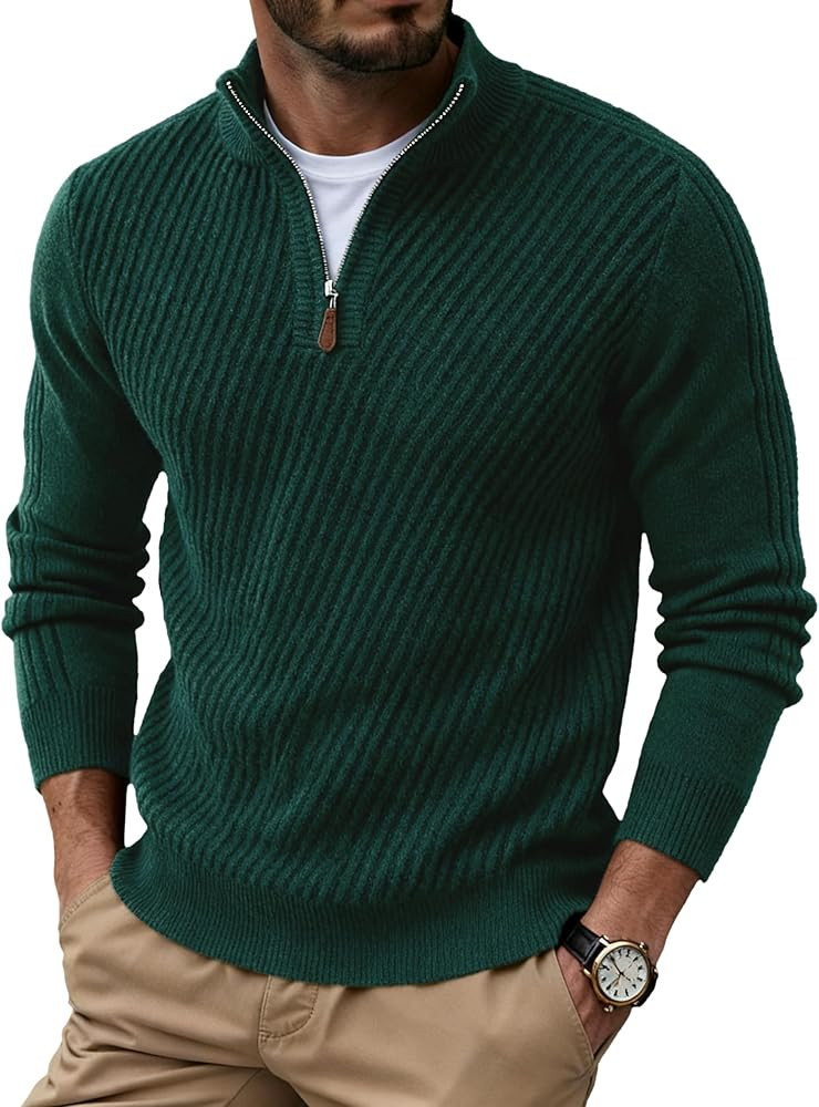 Sailwind Men's Quarter Zip Up Pullover Knit Texture Sweater Casual Long Sleeve Sweaters | Amazon (US)