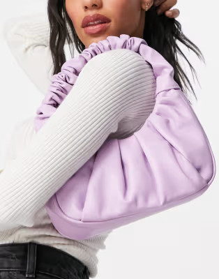 Ego shoulder bag with ruching in lilac | ASOS (Global)