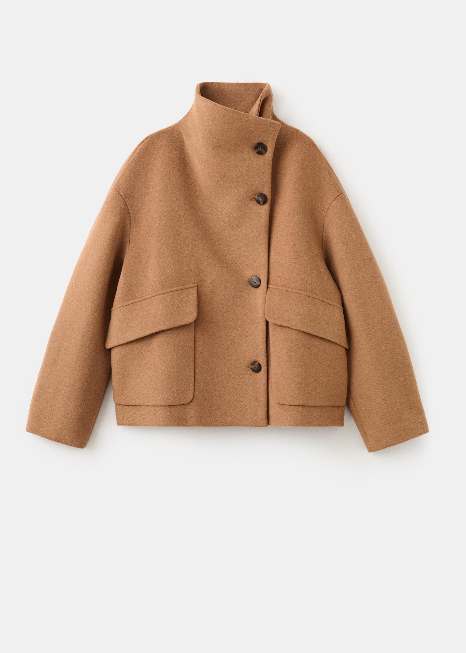 Manteau laine mélangée col cheminée | Mango EU
