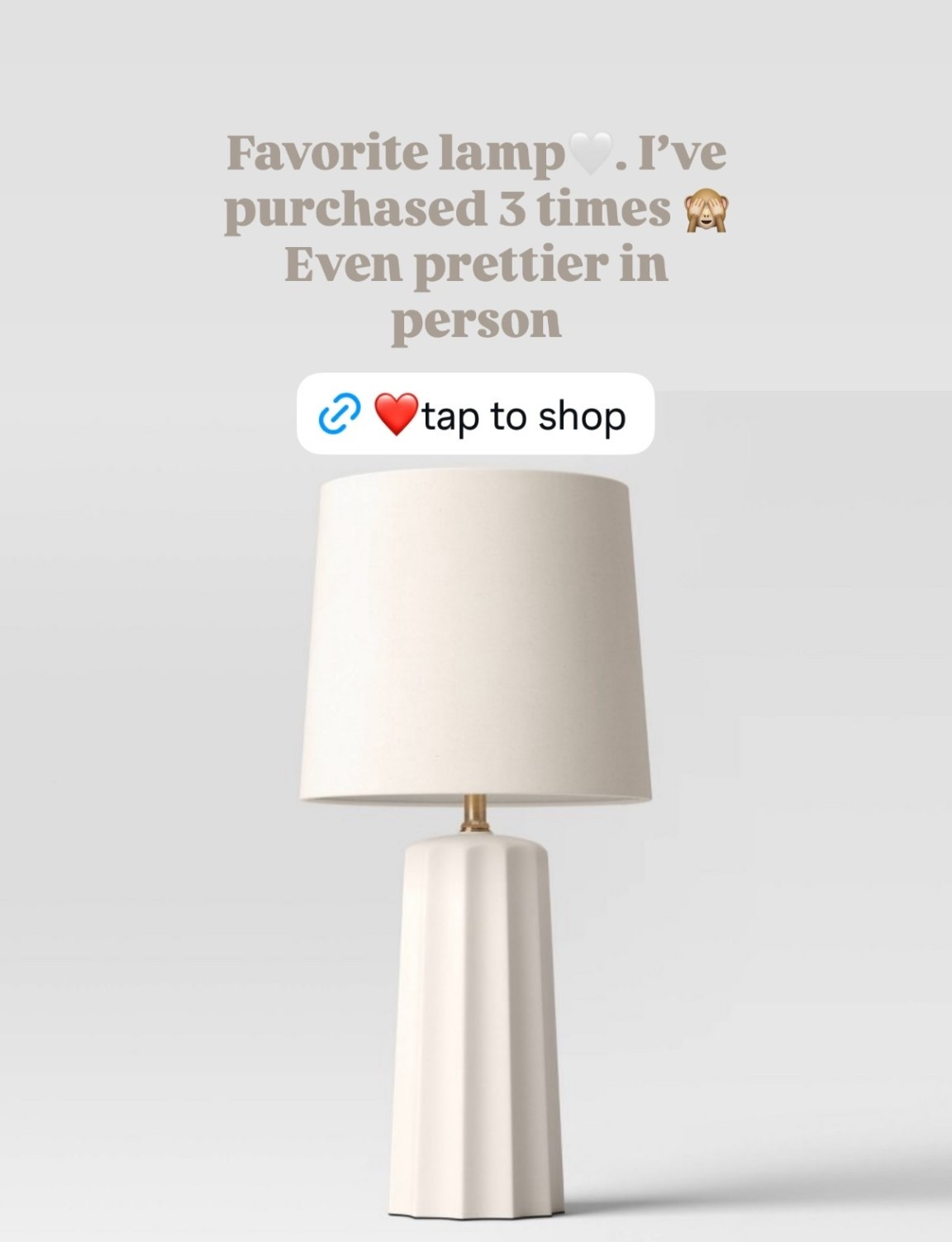 Favorite lamp🤍. I’ve purchased 3 times 🙈 
Even prettier in person  Slide if we should do more fave 5s like this??