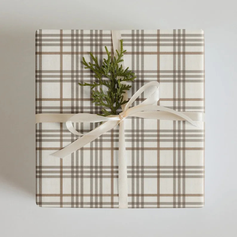 Vintage Brown White Christmas Plaid Pattern Luxury Thick Holiday Wrapping Paper Sheets Holiday Pr... | Walmart (US)