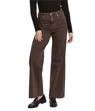 Fiona Wide Leg High Rise Cut-Off 5-Pocket Jean | Dillard's
