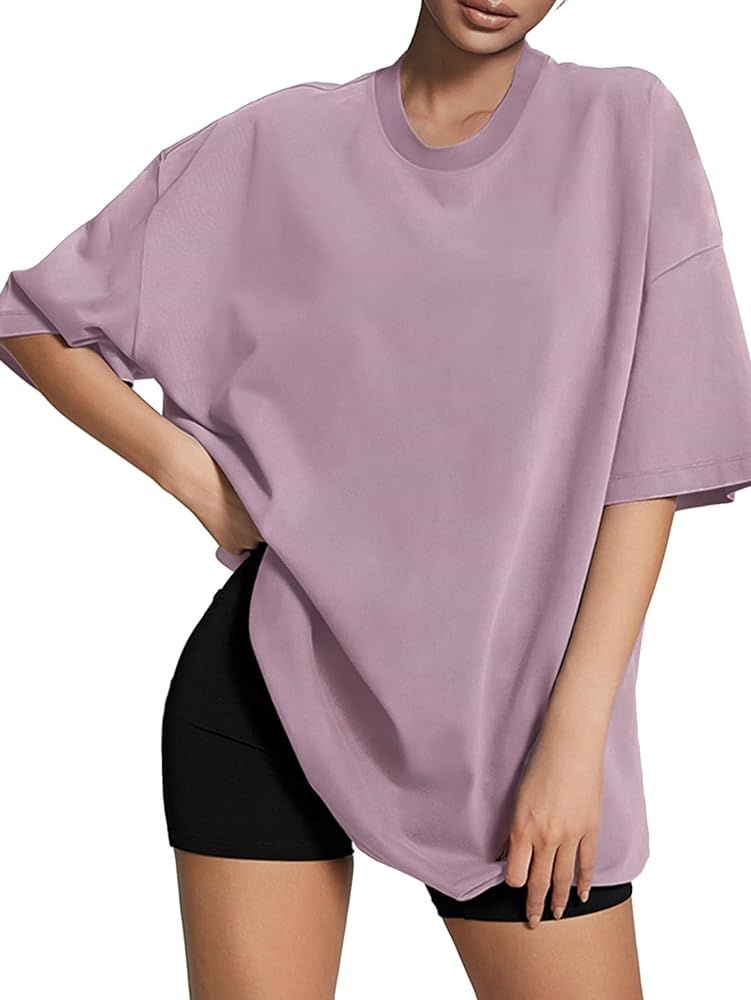 ATHMILE Womens Oversized T Shirts Loose Fit Crewneck Short Sleeve Tops Summer Casual Blouse 2024 ... | Amazon (US)