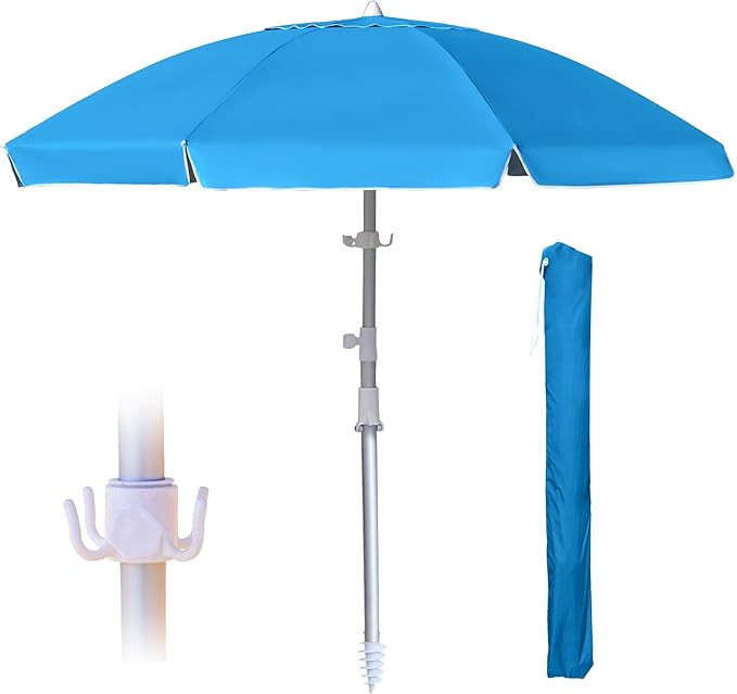 8ft Large Beach Umbrella,Heavy Duty Wind Resistant Portable Sun Shade w/Tilt Pole&Sand Anchor,Sho... | Amazon (US)