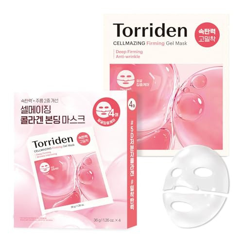 Torriden CELLMAZING Collagen Firming Gel Sheet Mask for Face Only (4 Pack) | Smoother, Firmer-Looking Skin with 5D Collagen Complex | Great Holiday & Christmas Gift Stocking Stuffer | Amazon (US)