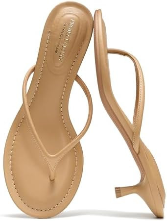 Project Cloud 100% Genuine Leather Kitten Heels for Women Footwear - Memory Foam Fashion Thong He... | Amazon (US)