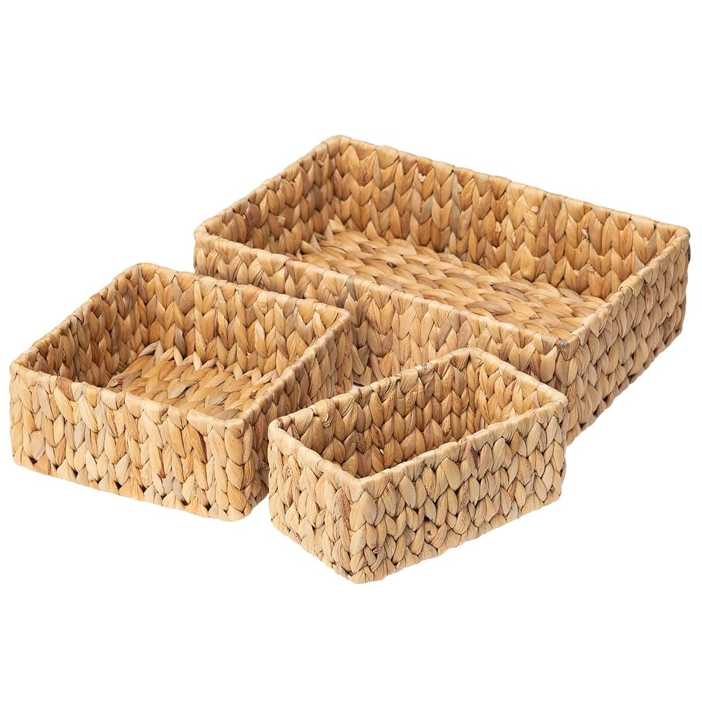 FairyHaus Wicker Baskets for Organizing 3Pack, Large and Small Wicker Storage Baskets Set, Hand W... | Amazon (US)
