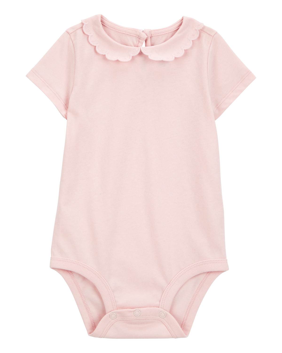Baby Scalloped Collar Short-Sleeve Bodysuit - Pink | Carter's Inc