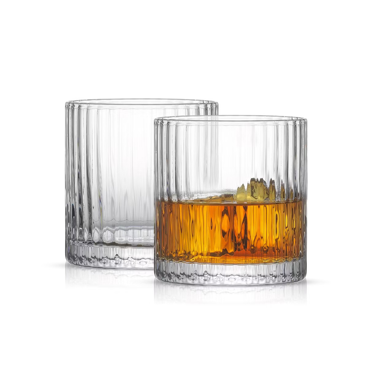JoyJolt Elle Fluted Double Old Fashion Whiskey Glass - 10 oz Ribbed Scotch Glasses - Set of 2 | Target