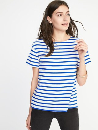 Old Navy Womens Relaxed Mariner-Stripe Thick-Knit Tee For Women Blue Stripe Size L | Old Navy US