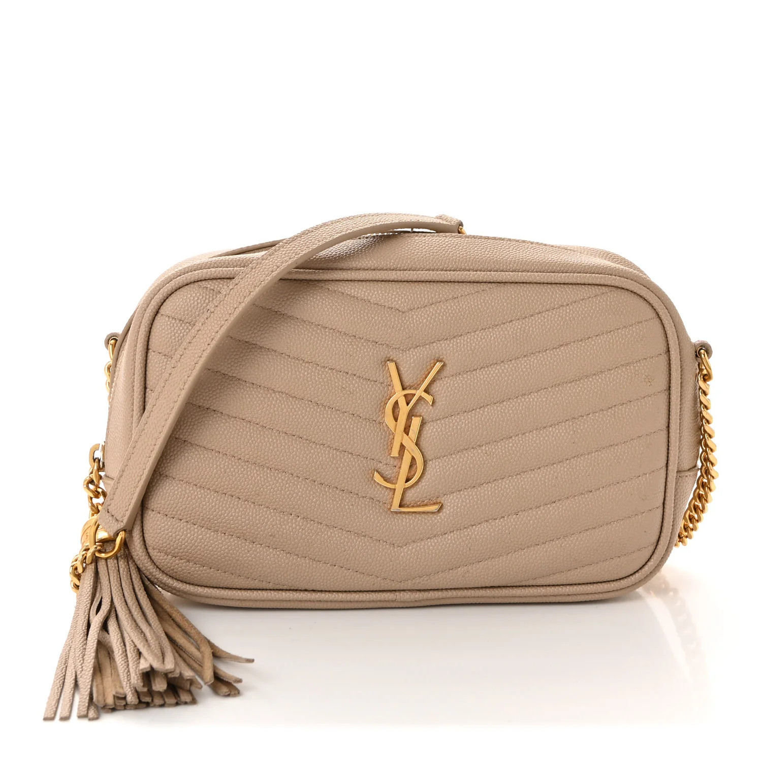 Grain De Poudre Matelasse Monogram Mini Lou Camera Bag Dark Beige | FASHIONPHILE (US)