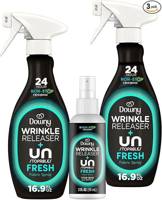Downy Wrinkle Releaser Spray, Travel Size Spray + 16.9 Fl Oz Pack of 2, All In One Formula, Remov... | Amazon (US)