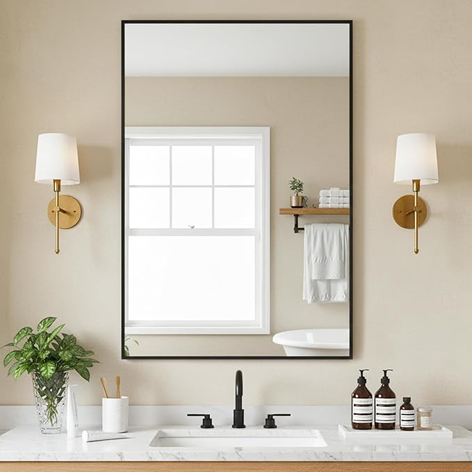 FICTOR Bathroom Vanity Mirror for Over Sink, 24" x 36", Black | Amazon (US)