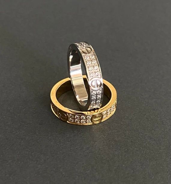 Full Crystal Ring Love Ring Screw Ring | Etsy | Etsy (US)
