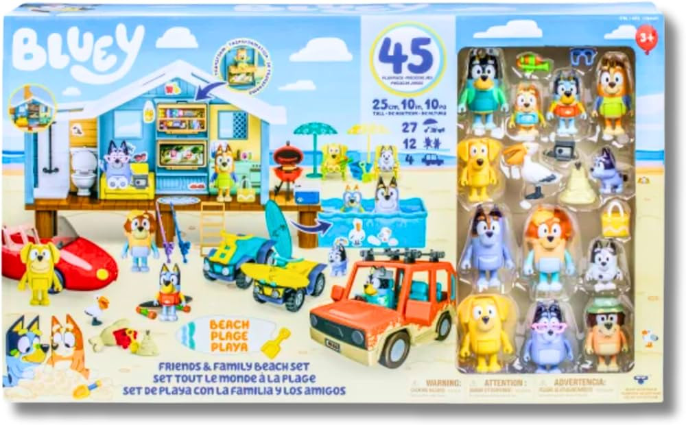 Bluey Friends & Family Beach Set- House Playset 45 Piece Ultimate Mega Set-Large-Includes Sticker... | Amazon (US)