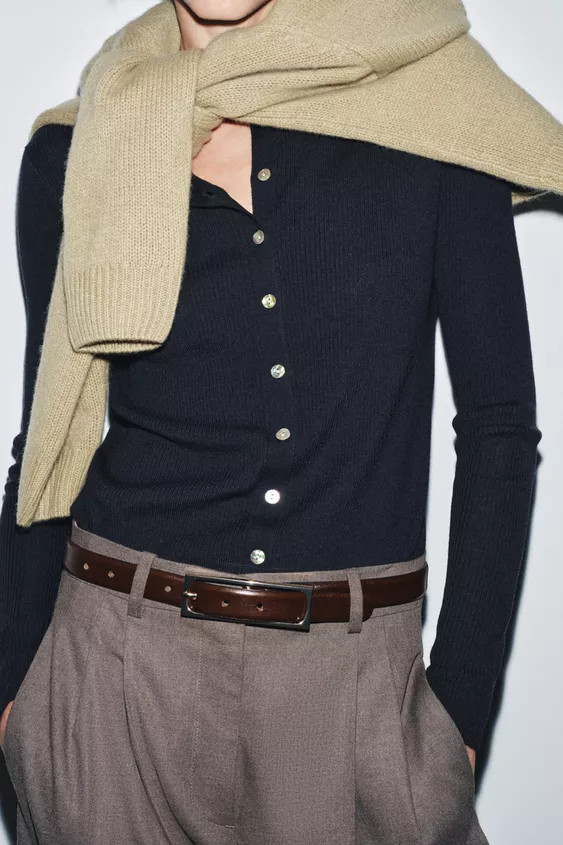 LEATHER BELT WITH RECTANGULAR BUCKLE | Zara UK