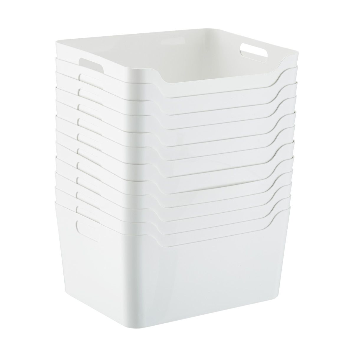 Case of 12 Large Plastic Bins w/ Handles White | The Container Store