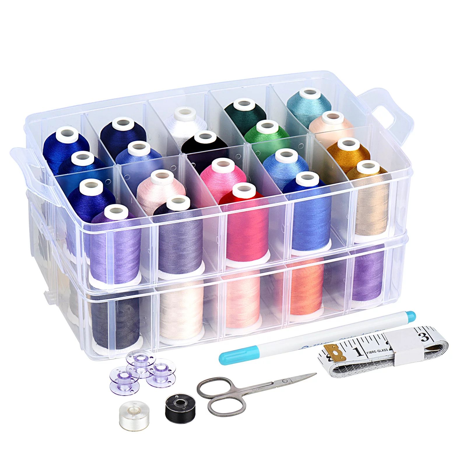 Simthread Machine Embroidery Thread Set Polyester 40 Brother Colors with 2 Layers Storage Case - ... | Walmart (US)
