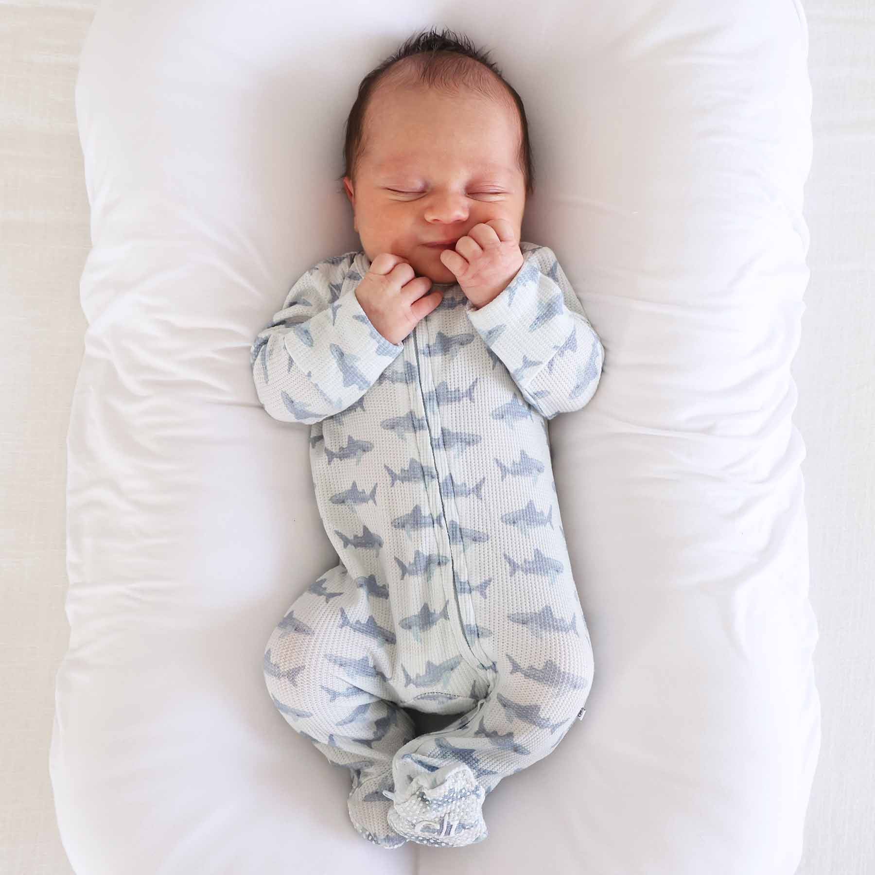 Fins Up Waffle Bamboo Zipper Footie | Caden Lane