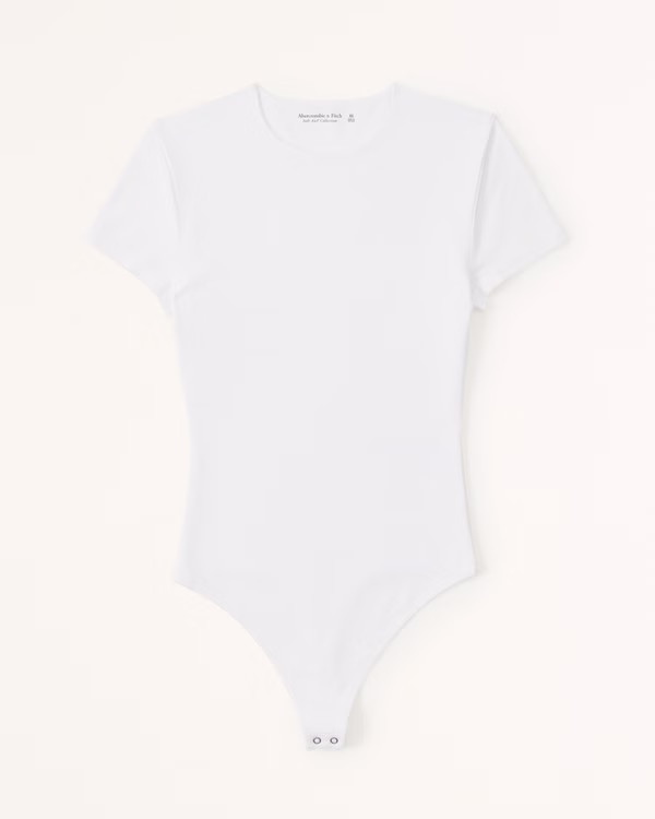 Short-Sleeve Cotton-Blend Seamless Fabric Crew Bodysuit | Abercrombie & Fitch (US)