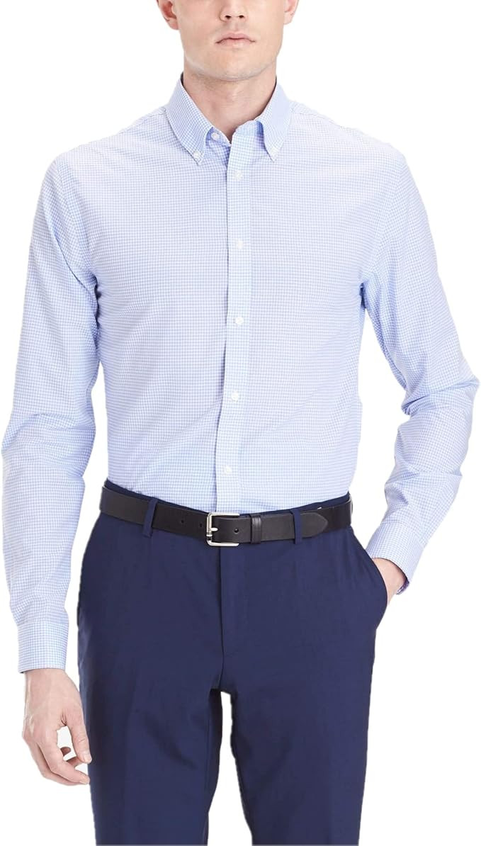 Tommy Hilfiger Men's Dress Shirt Slim Fit Non Iron Gingham | Amazon (US)