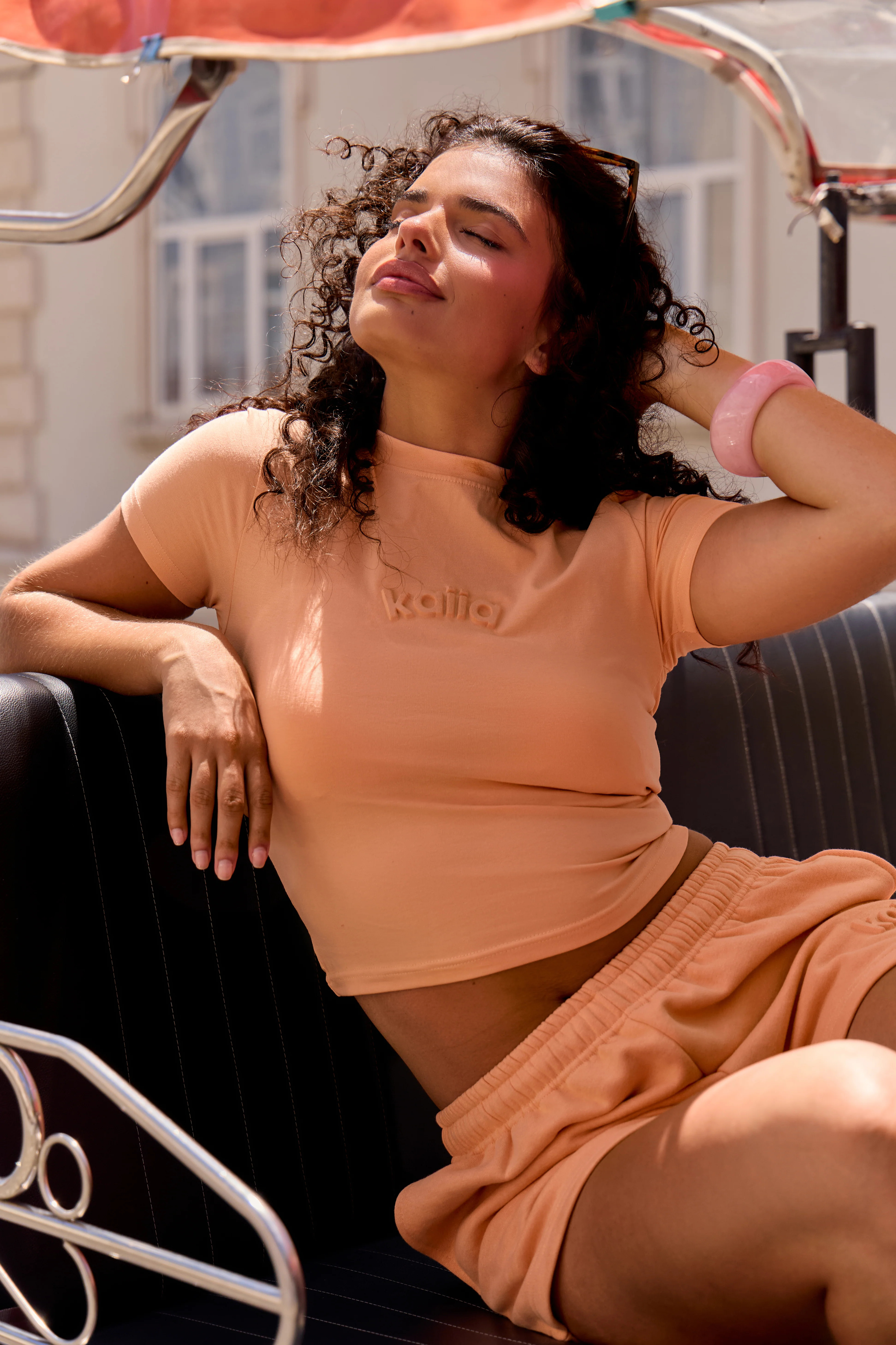 Kaiia Embossed Logo Baby Tee Peach | Kaiia the Label