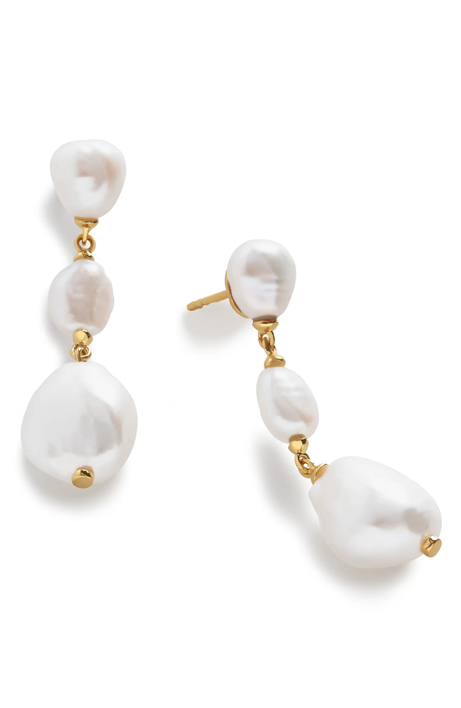 Nura Reef Triple Freshwater Pearl Drop Earrings | Nordstrom