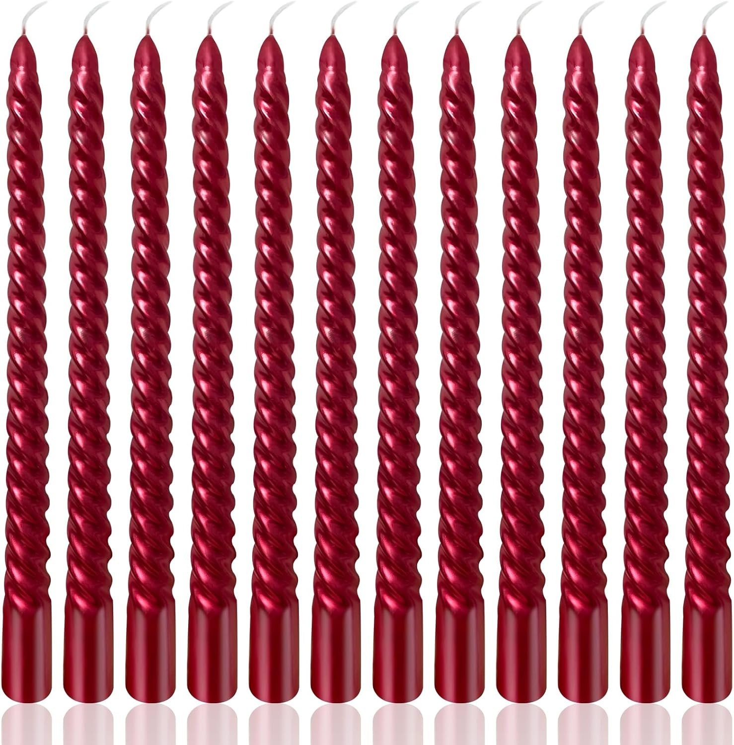 10 Inch Burgundy Spiral Taper Candles Set for Christmas and Valentine's Day, 12 Pack Unscented Re... | Amazon (CA)