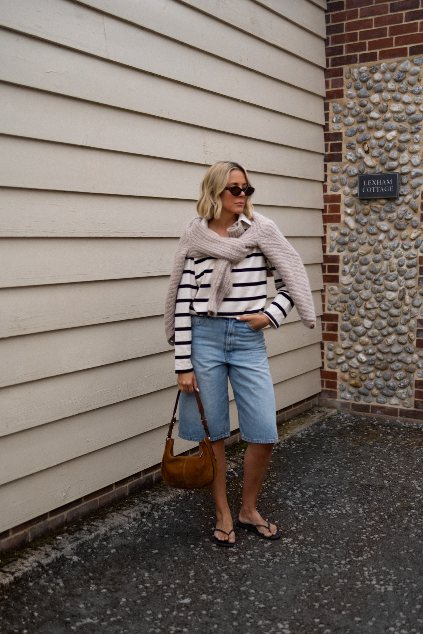 Jorts, rugby shirt, suede bag, chunk knit cardigan, autumn style, transitional outfit, autumn outfit 

#LTKuk #LTKautumn #LTKeurope