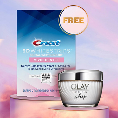 OLAY and Crest Gift Set | Luminous Whip Face Moisturizer and Crest 3D Whitestrips | Olay