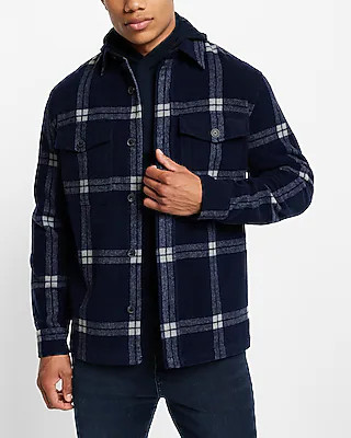 Wool-Blend Plaid Shirt Jacket | Express