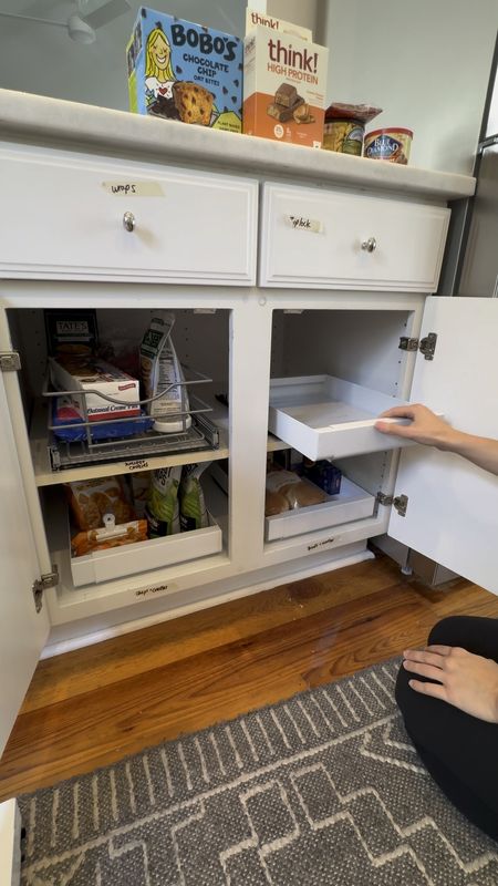 Adhesive pull out drawers for deep cabinets and small spaces! And they’re expandable to customize to your cabinets 😍 #organization #organized #organizing

#LTKHome #LTKFamily #LTKVideo