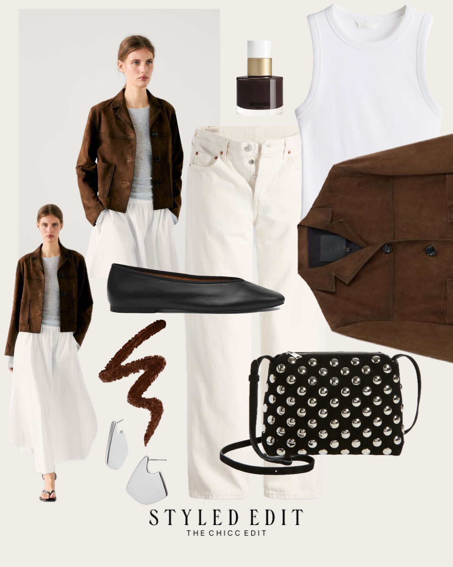 Styled edit ✍🏻 

#jeans #bag #outfit #studdedbag #flats jacket suede earrings 

#LTKootd #LTKMothersDay #LTKgrwm