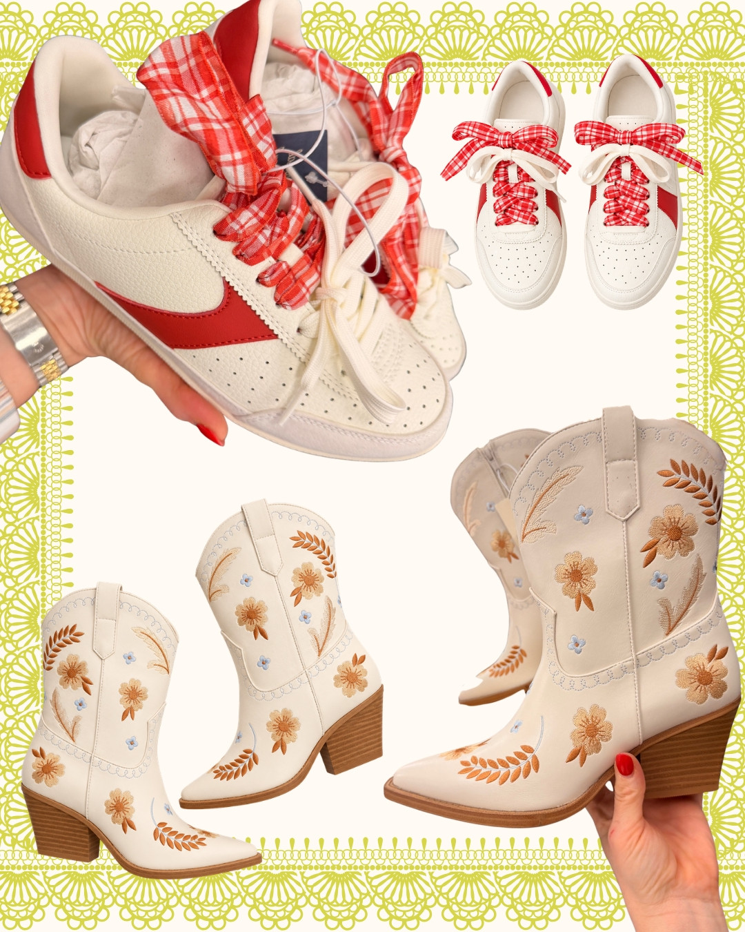 These shoes have the absolute cutest details on them. The floral embellishments on the boots and the bows on the sneakers?! Yes please!

#LTKgrwm #LTKootd #LTKSeasonal