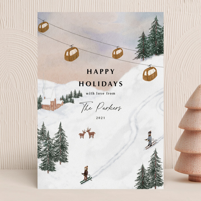 "Ski" - Customizable Holiday Cards in Brown by Elly. | Minted