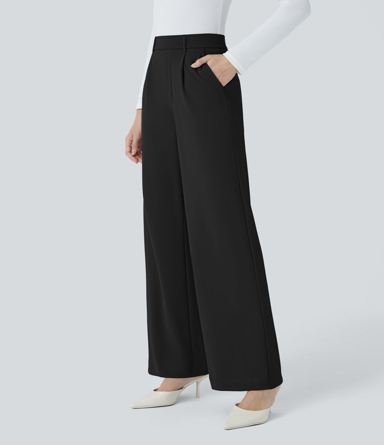 Halara Flex™ High Waisted Pocket Straight Leg Crepe Work Pants | HALARA