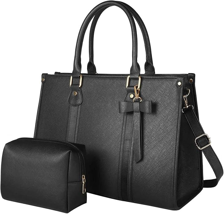 Laptop Tote Bag for Women, Large Waterproof PU Leather Work Briefcase with USB/USB-C Charging Por... | Amazon (US)