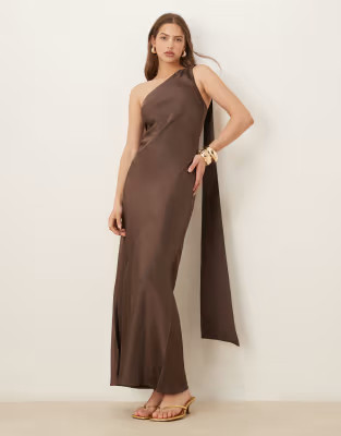 Pretty Lavish Sheree scarf maxi dress in brown | ASOS | ASOS (Global)
