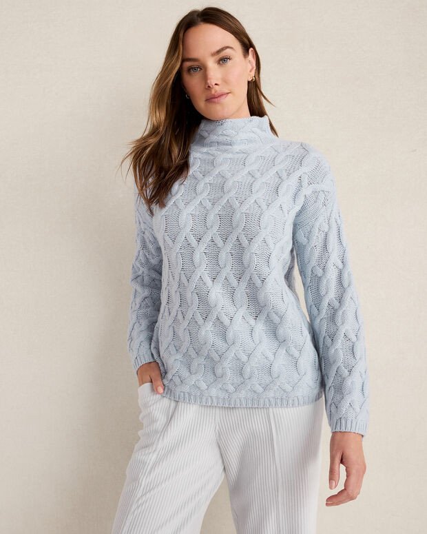 Cashmere Allover Cable Mockneck Sweater | Haven Well Within