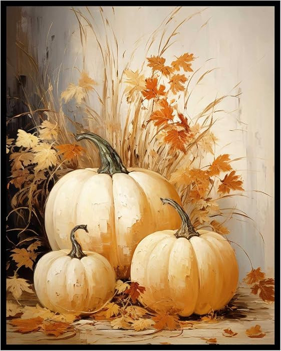 Fall Pumpkin Wall Art, Vintage Autumn Decor for Living Room, Kitchen & Dining Room, Rustic Farmho... | Amazon (US)