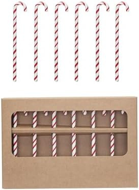 Creative Co-Op Glass Candy Cane Shaped Stir Sticks, Red and White, Set of 6 | Amazon (US)