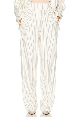 Pinstripe High Waist Pleated Suit Trouser | FWRD 