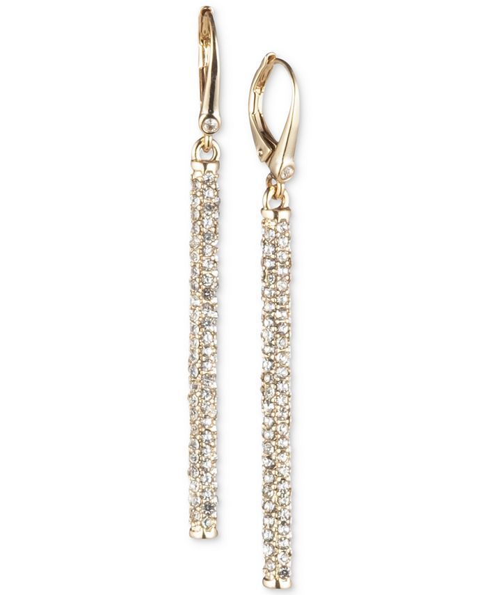 DKNY Gold-Tone Micropavé Linear Drop Earrings  & Reviews - Earrings - Jewelry & Watches - Macy's | Macys (US)