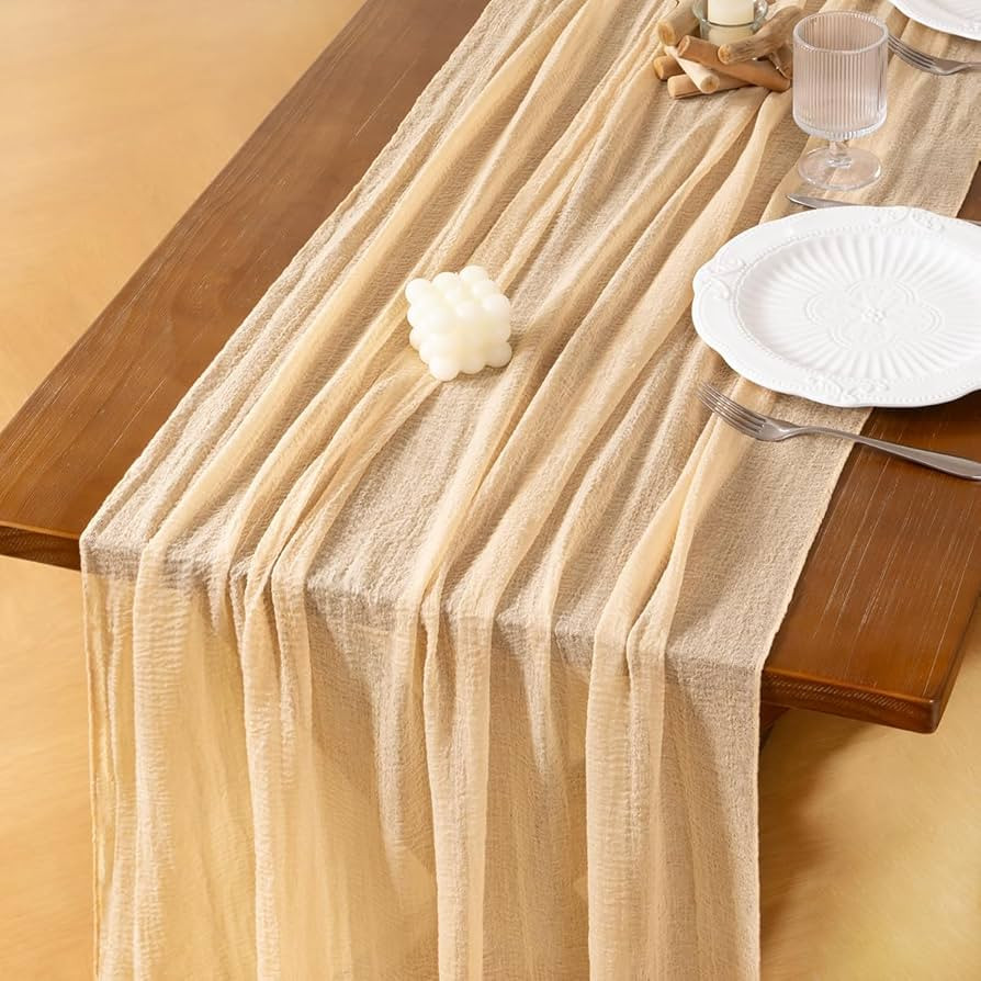 Socomi 3pcs Cheesecloth Table Runner Beige Spring Easter Gauze 120 Inch Rustic Boho Cheese Cloth ... | Amazon (US)