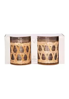 Home Essentials & Beyond Set of 2 Rattan Double Old Fashioned 12 Ounce Glasses | Belk