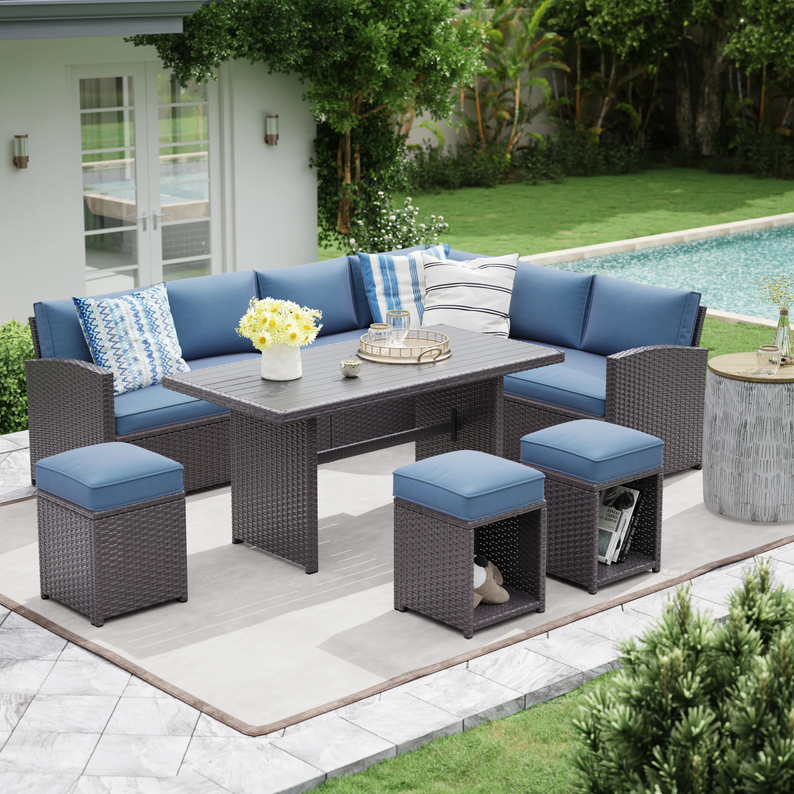 Atvars Wicker 9 - Person Outdoor Seating Group with Cushions | Wayfair North America