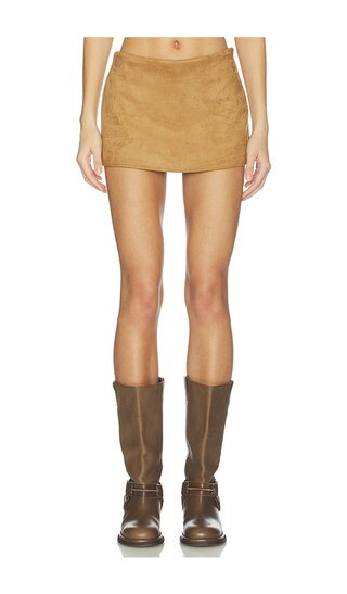 MORE TO COME Meliya Faux Suede Skort in Tan. - size M | Revolve Clothing (Global)